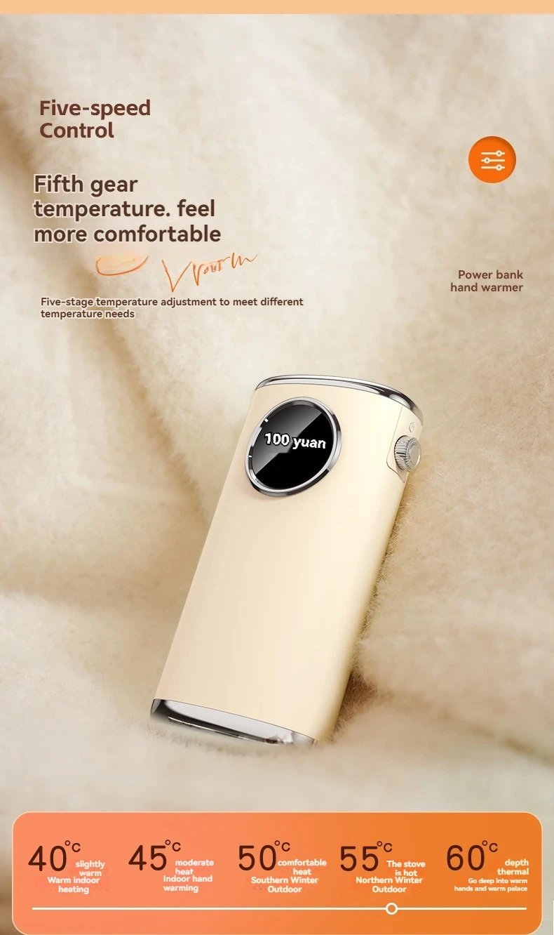 MSL Portable Pocket Hand Warmer with Digital Display for Winter Warmth