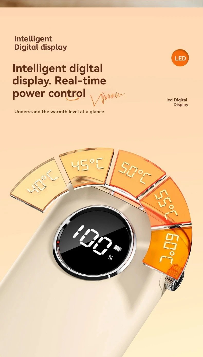 MSL Portable Pocket Hand Warmer with Digital Display for Winter Warmth