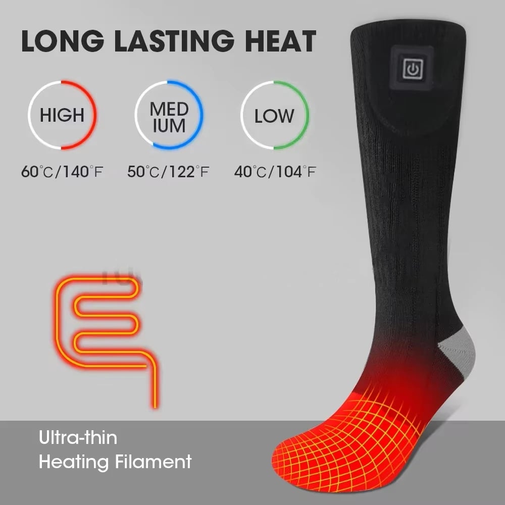 MSL 65°C Electric Heated Socks with Battery Case for Winter Warmth