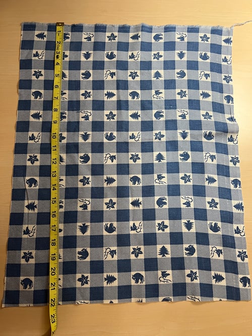 Image of Blue and white quarter feedsack—22” x 18”