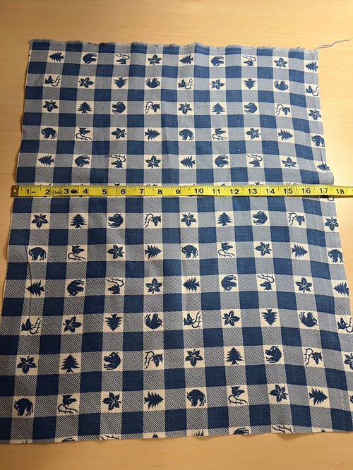 Image of Blue and white quarter feedsack—22” x 18”