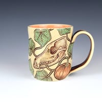 Image 1 of 14 oz - Coyote Skull & Pumpkin Mug