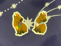 Image 1 of Rainbow and Trans Capybara Stickers