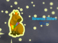 Image 2 of Rainbow and Trans Capybara Stickers