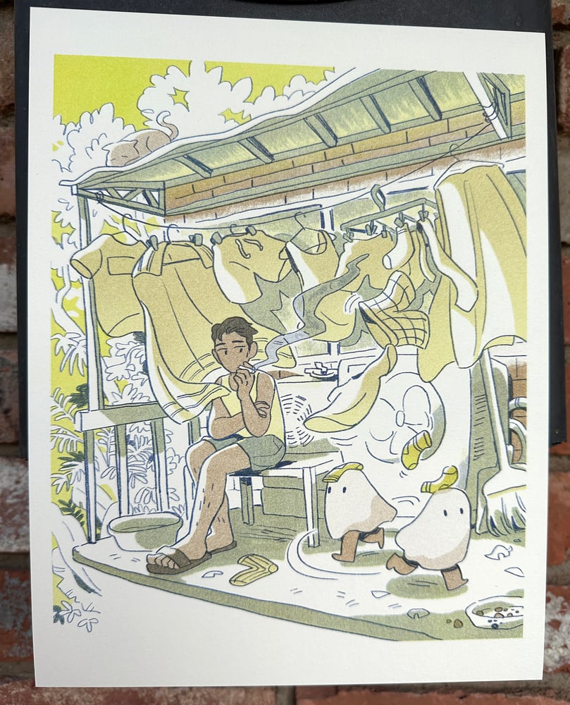 Image of Laundry Ghost riso print