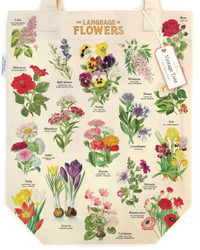 Image 1 of Cavallini & Co. Language of Flowers Vintage Style Canvas Tote Bag