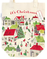 Image 1 of Cavallini & Co. Christmas Village Vintage Style Tote Bag