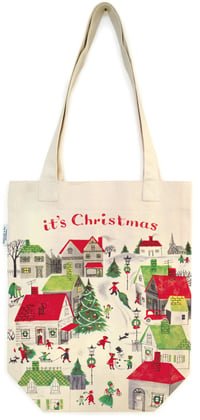 Image 2 of Cavallini & Co. Christmas Village Vintage Style Tote Bag