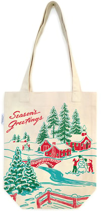 Image 2 of Cavallini & Co. Christmas Winter Wonderland Vintage Style Tote Bag