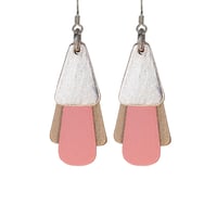 Australian leather earrings - 'Jazz'. Rose gold, warm pink, matte rose gold [JRP-914]
