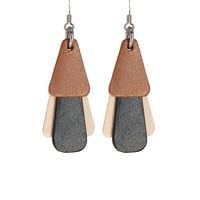 Australian leather earrings - 'Jazz'. Earthy brown, black, beige [JBB-919]