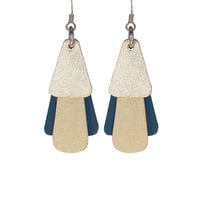 Australian leather earrings - 'Jazz'. Gold, matte gold, royal blue [JGB-937]