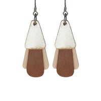 Image 1 of Australian made leather earrings - Jazz. Gold, earthy brown, beige [JGB-923]