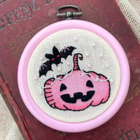 Spooky Pink Jack-o'-lantern Embroidery