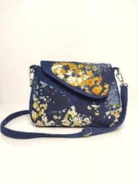 Image of Denim Crossbody Bag with Abstract Patches