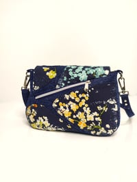 Image of Denim Crossbody Bag with Abstract Patches