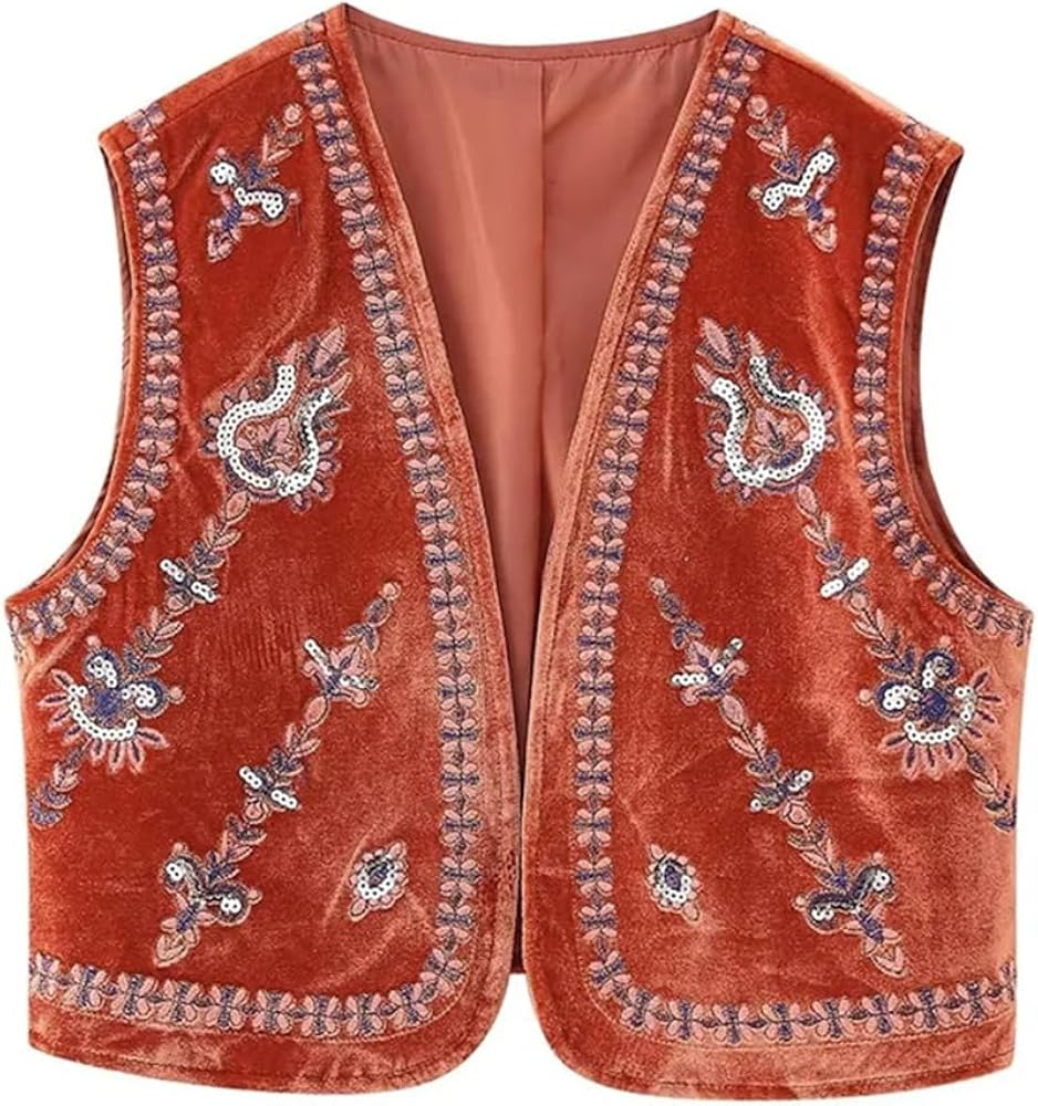 Image of Rust embroidered waistcoat