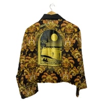 Image 1 of VESTE UNISEXE COURTE 3 POCHES UPSEW x REMAKING 3  / MOTIF MARRON et Mordoré / COLLAB EXCLUSIVE