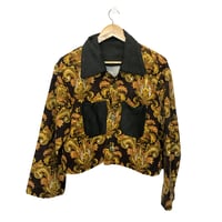 Image 2 of VESTE UNISEXE COURTE 3 POCHES UPSEW x REMAKING 3  / MOTIF MARRON et Mordoré / COLLAB EXCLUSIVE