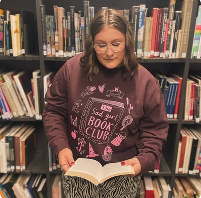 Image of *SUPER SECONDS* Sad Girl Book Club Sweatshirt 