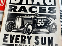 Image 2 of Santa Ana Drag Races Linocut Print - FREE SHIPPING