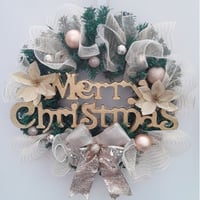 Light Gold Merry Christmas Wreath, Christmas Wall Decor, Christmas Door Decor