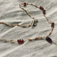 Image 3 of Chalcedony Mixed Garnet Sterling Silver Necklace