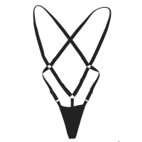 Image 1 of Black G-String Body Harness (Silver)