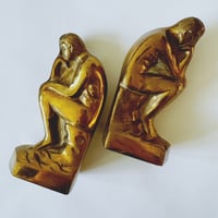 Image 5 of Vintage Solid Brass Thinking Man Bookends