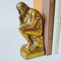 Image 2 of Vintage Solid Brass Thinking Man Bookends