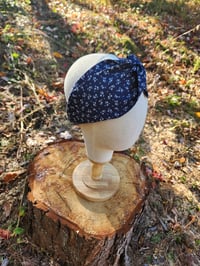 Image 1 of Navy Tiny Flowers Turban Twist Headband 