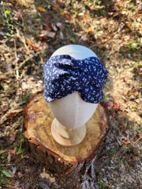 Image 2 of Navy Tiny Flowers Turban Twist Headband 