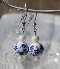 Image 1 of blue flower earrings