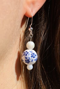 Image 2 of blue flower earrings