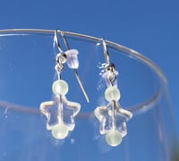 Image 1 of sage clear star earrings