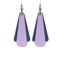 Australian leather earrings - 'Belle'. Lilac purple, navy blue [BLN-810]