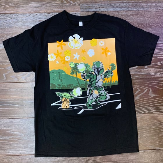 Image of Grogu Mando Pickle Ball Tee BLK