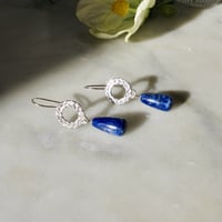 Image 1 of Lapis Dangle Wreath Earrings
