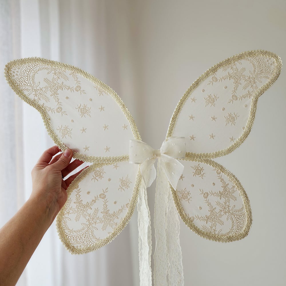 Image of Ivory embroidery wings