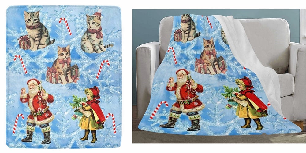 Image of Christmas Kitties Fleece Blanket
