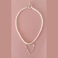 Image 2 of Melty Heart Pearl Necklace-In Stock