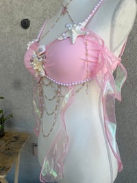 Image 3 of pink mermaid bikini top seashell bra mermaidcore summer beach outfit