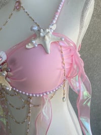 Image 4 of pink mermaid bikini top seashell bra mermaidcore summer beach outfit