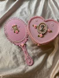 Image 1 of Pink coquette jewelry box and mirror