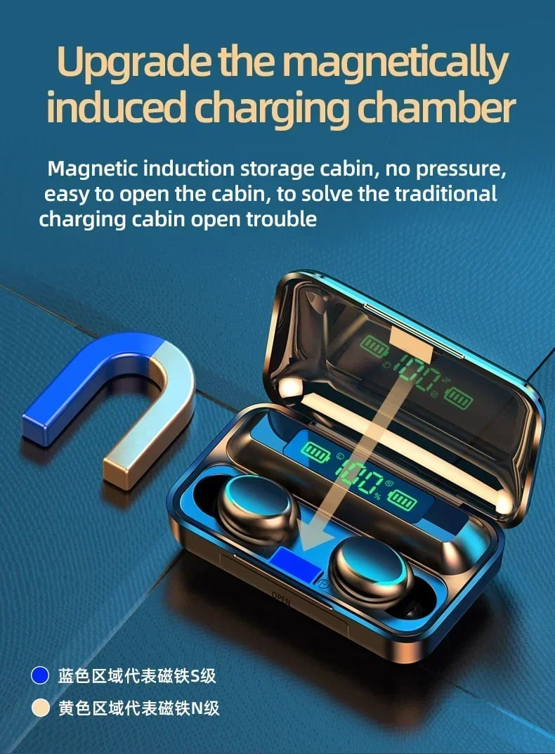 MSL F9 Bluetooth 9D Stereo High Bass Wireless Earbuds Touch Control Waterproof