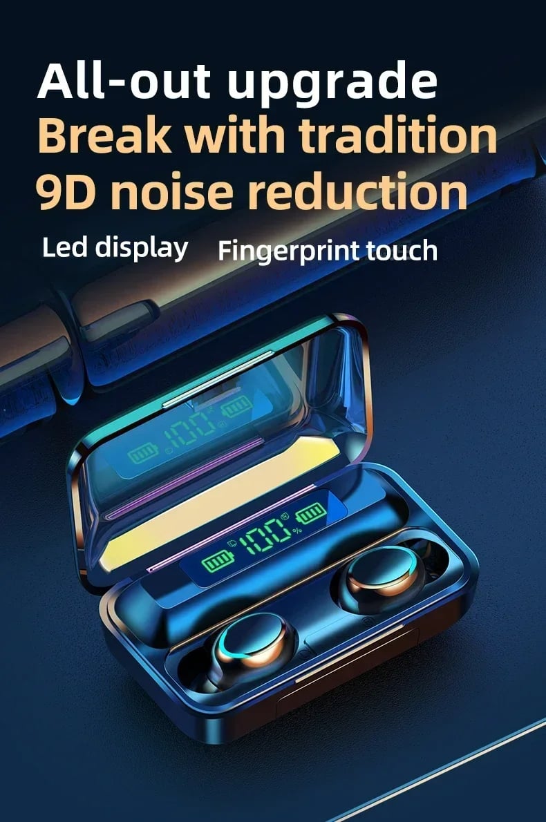 MSL F9 Bluetooth 9D Stereo High Bass Wireless Earbuds Touch Control Waterproof