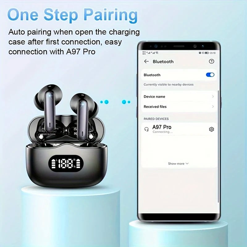 MSL UYXIO Wireless Earphone 40dB Noise Cancelling Bluetooth 5.3 with LED Display