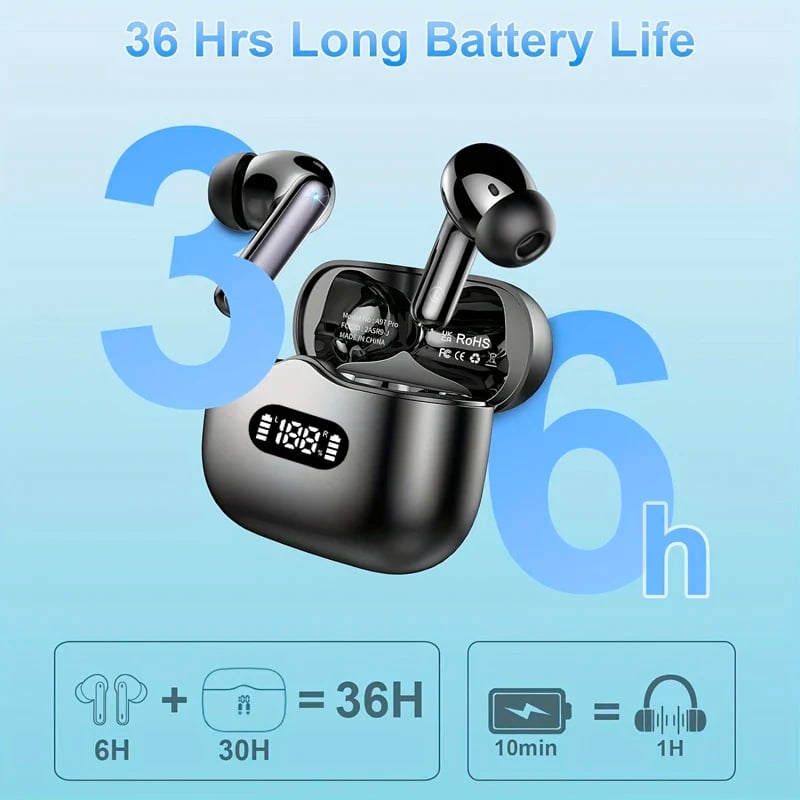 MSL UYXIO Wireless Earphone 40dB Noise Cancelling Bluetooth 5.3 with LED Display