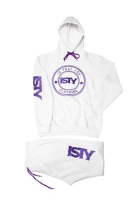 Pullover white, purple sweatsuit