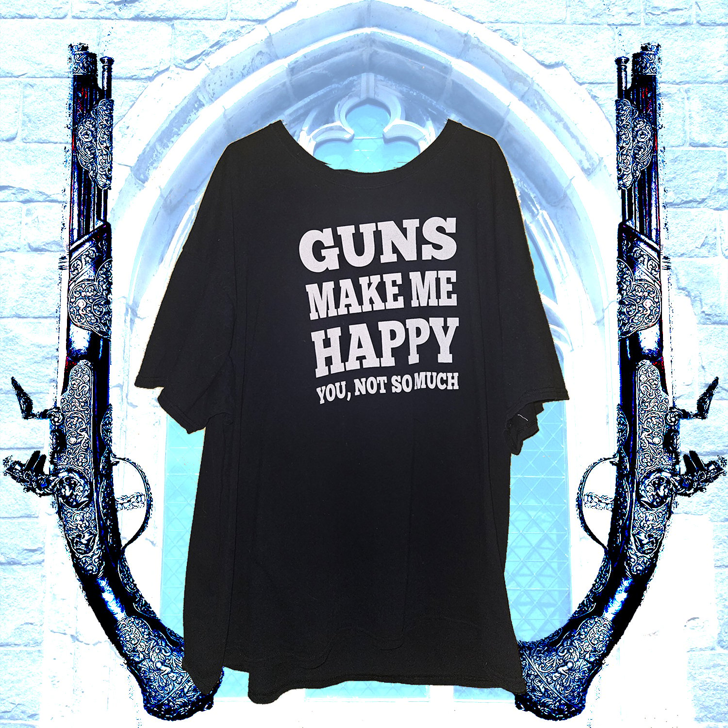 Image of forsaken heaven (guns make me happy...)((back patch))3X